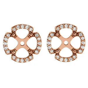 1/5Ct Clover Diamond Earring Jackets 14K Rose Gold (5-5.5mm)