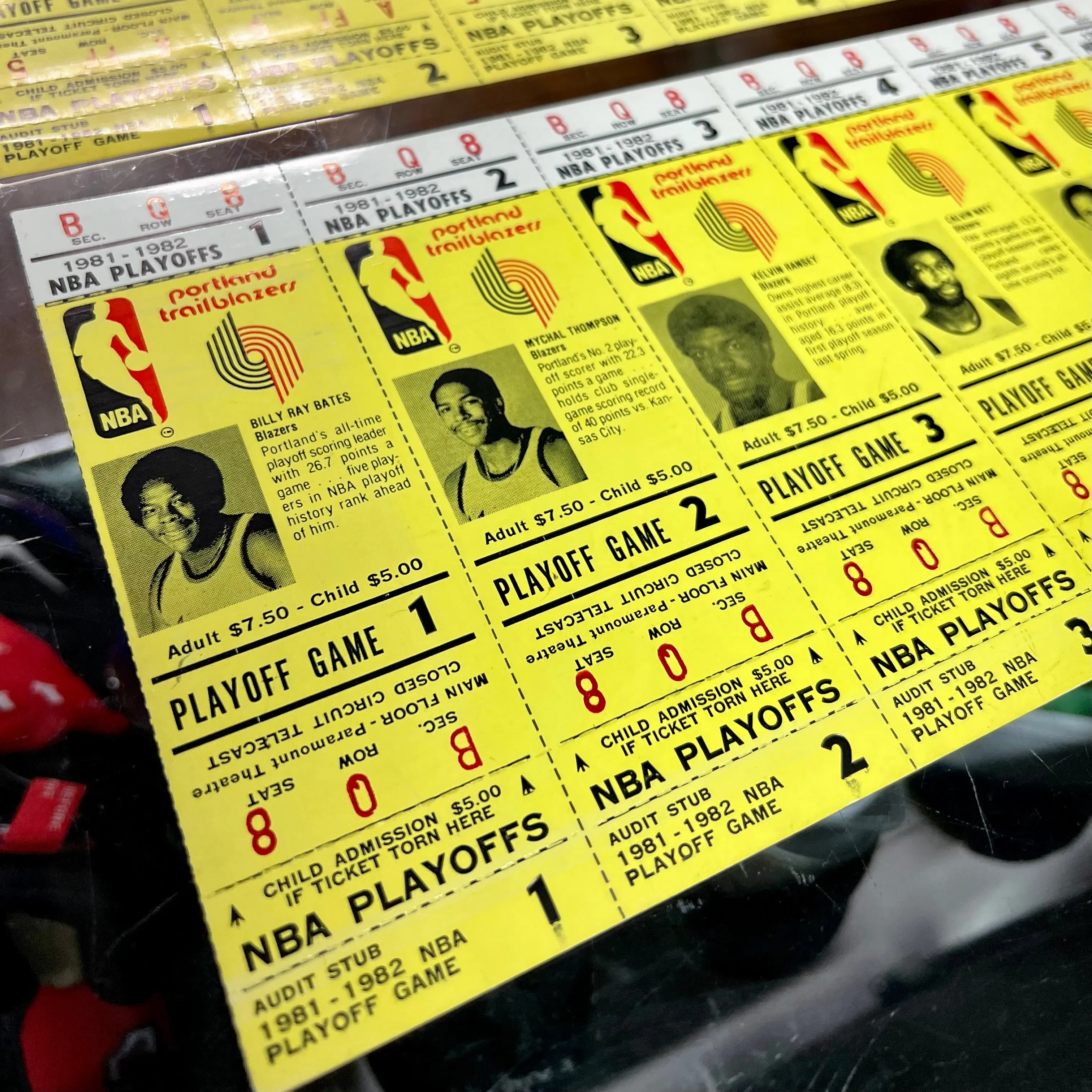 1981-82 NBA PLAYOFF Blazers Tickets (Unused)