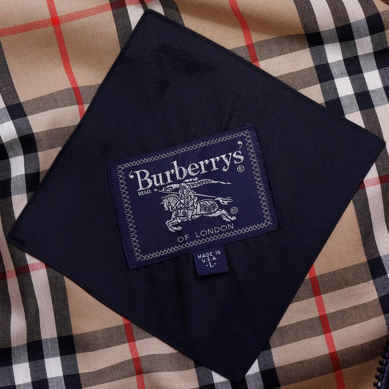 1990s Burberrys Black Raincoat With Hood & Nova Check Lining