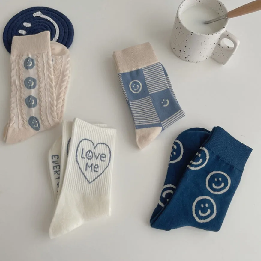 Blue Smiley Socks