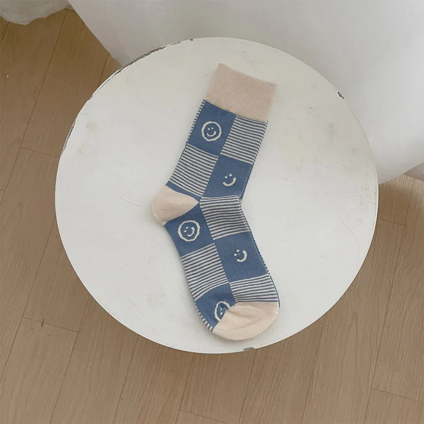 Blue Smiley Socks