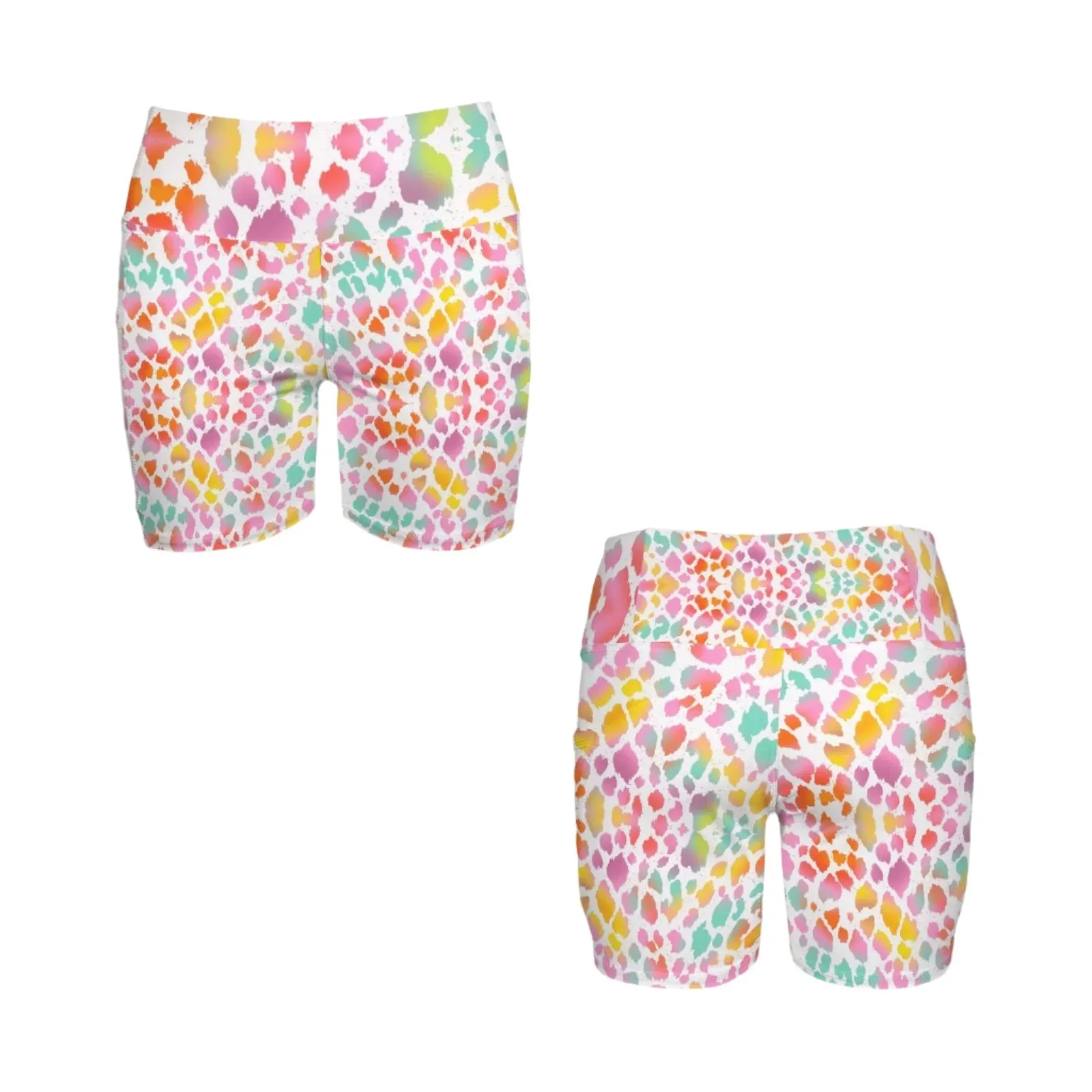 Candy Leopard Yoga Shorts with Pockets up to 5 XL (FWS)