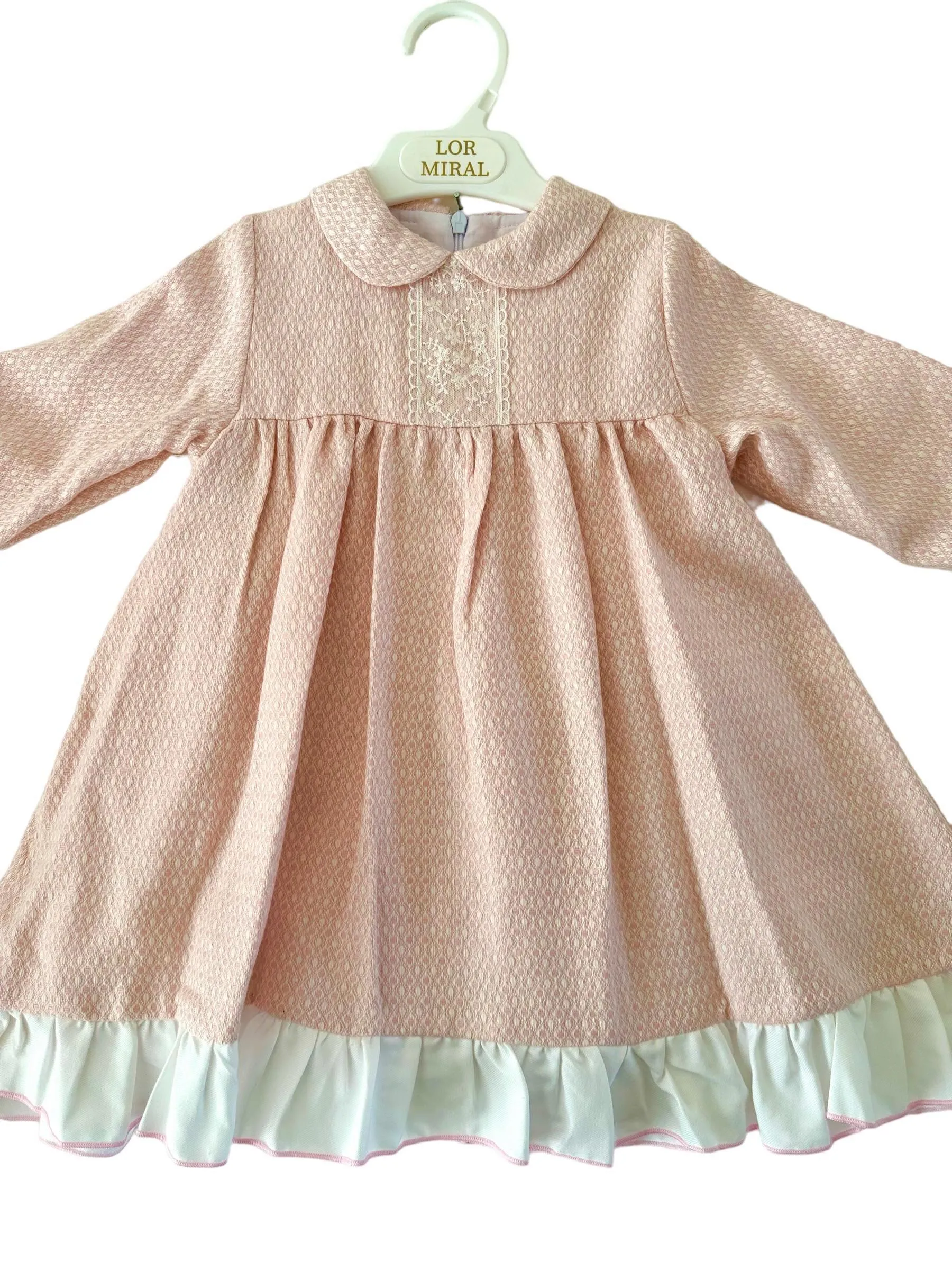 CLEARANCE SALE - Lor Miral AW23 - Baby Girls Pink & Cream Dress & Knickers 32012