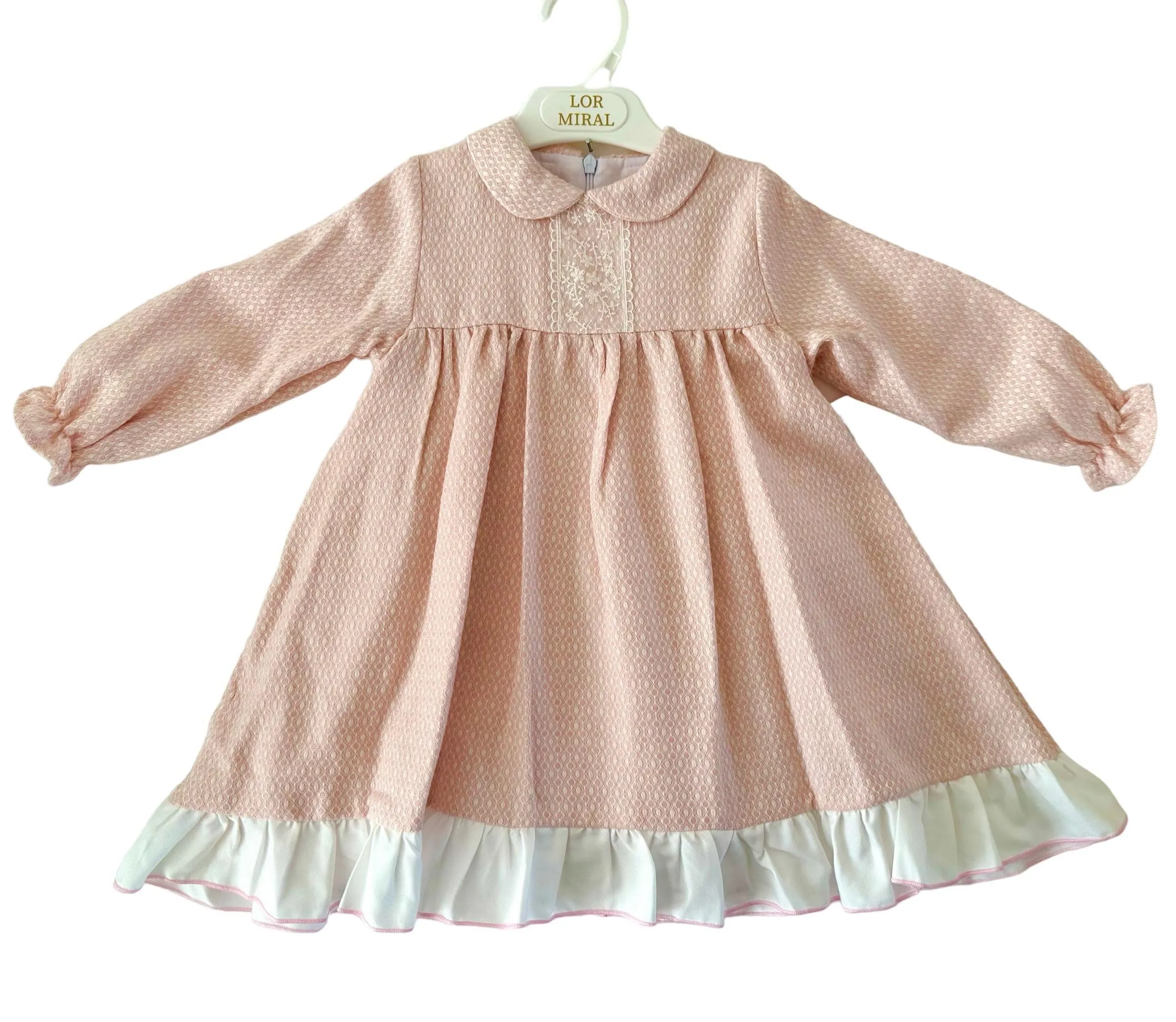 CLEARANCE SALE - Lor Miral AW23 - Baby Girls Pink & Cream Dress & Knickers 32012