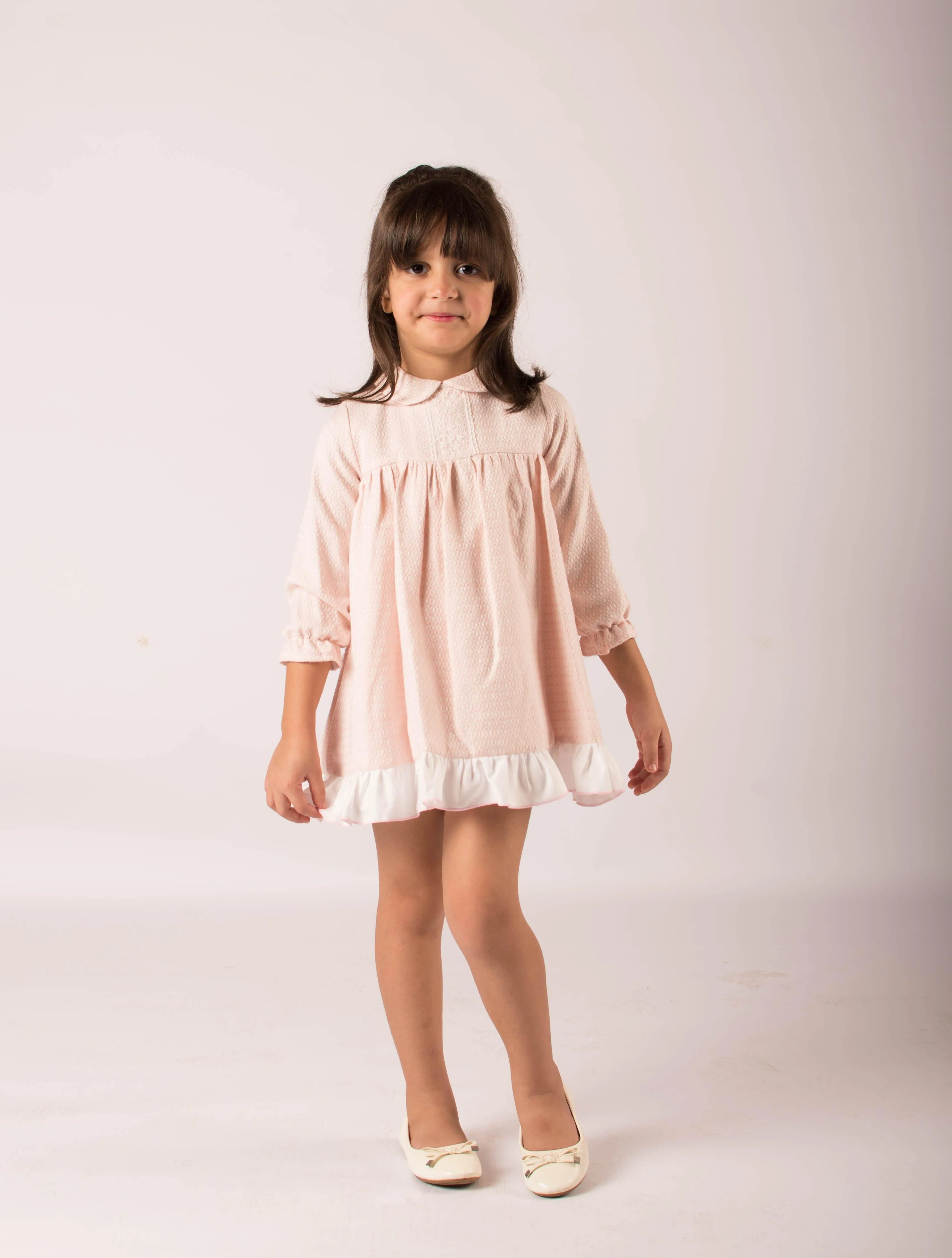 CLEARANCE SALE - Lor Miral AW23 - Baby Girls Pink & Cream Dress & Knickers 32012