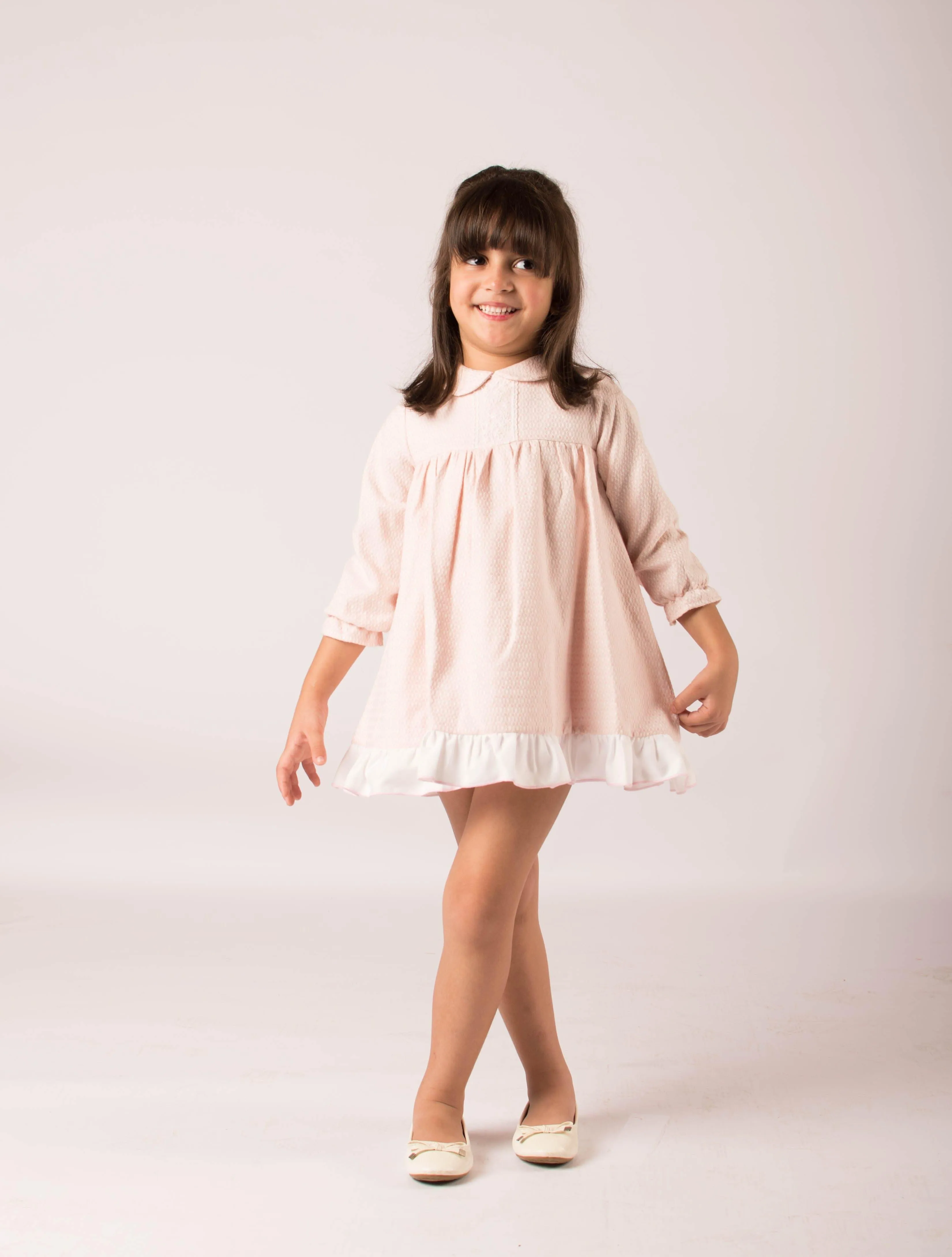 CLEARANCE SALE - Lor Miral AW23 - Baby Girls Pink & Cream Dress & Knickers 32012