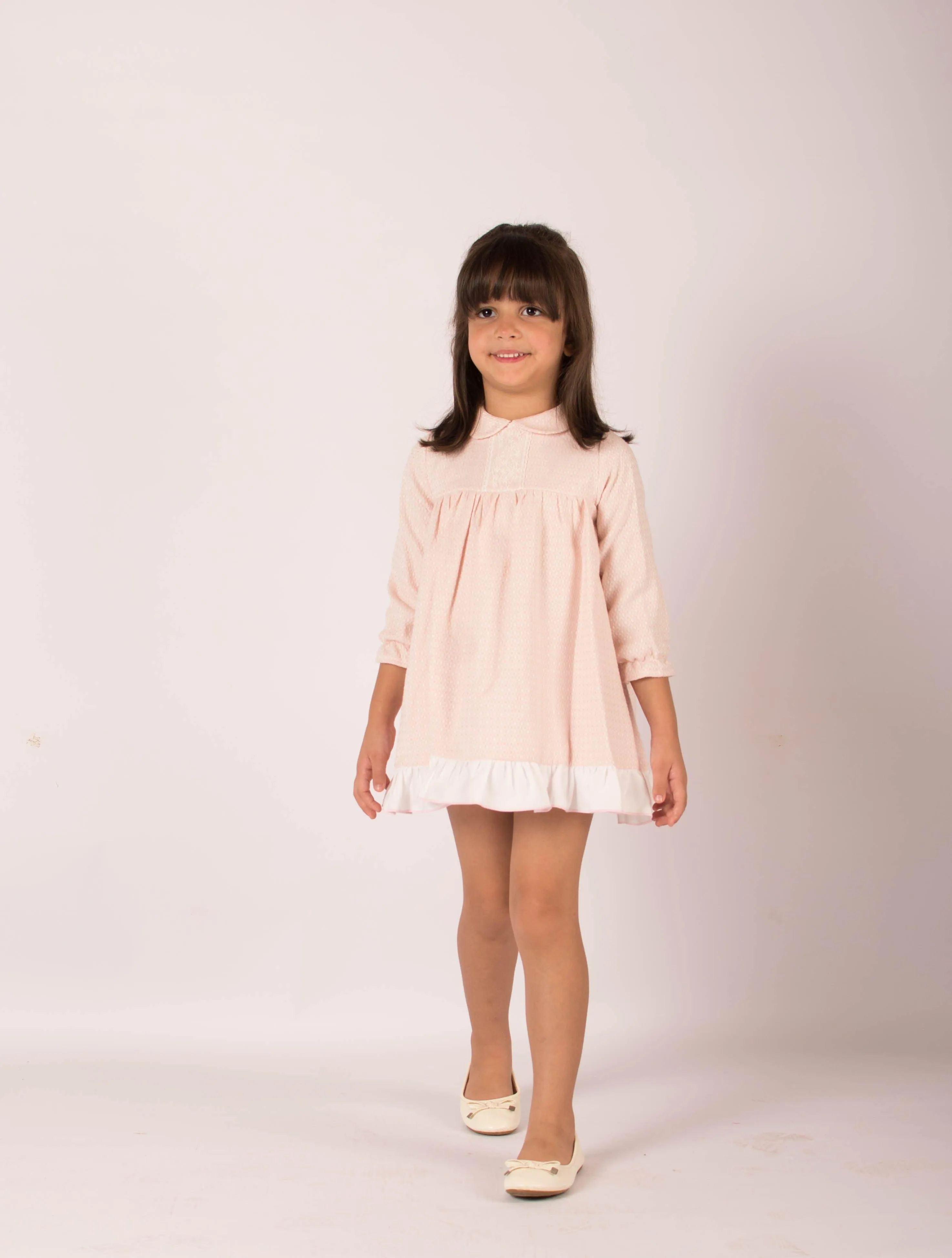 CLEARANCE SALE - Lor Miral AW23 - Baby Girls Pink & Cream Dress & Knickers 32012