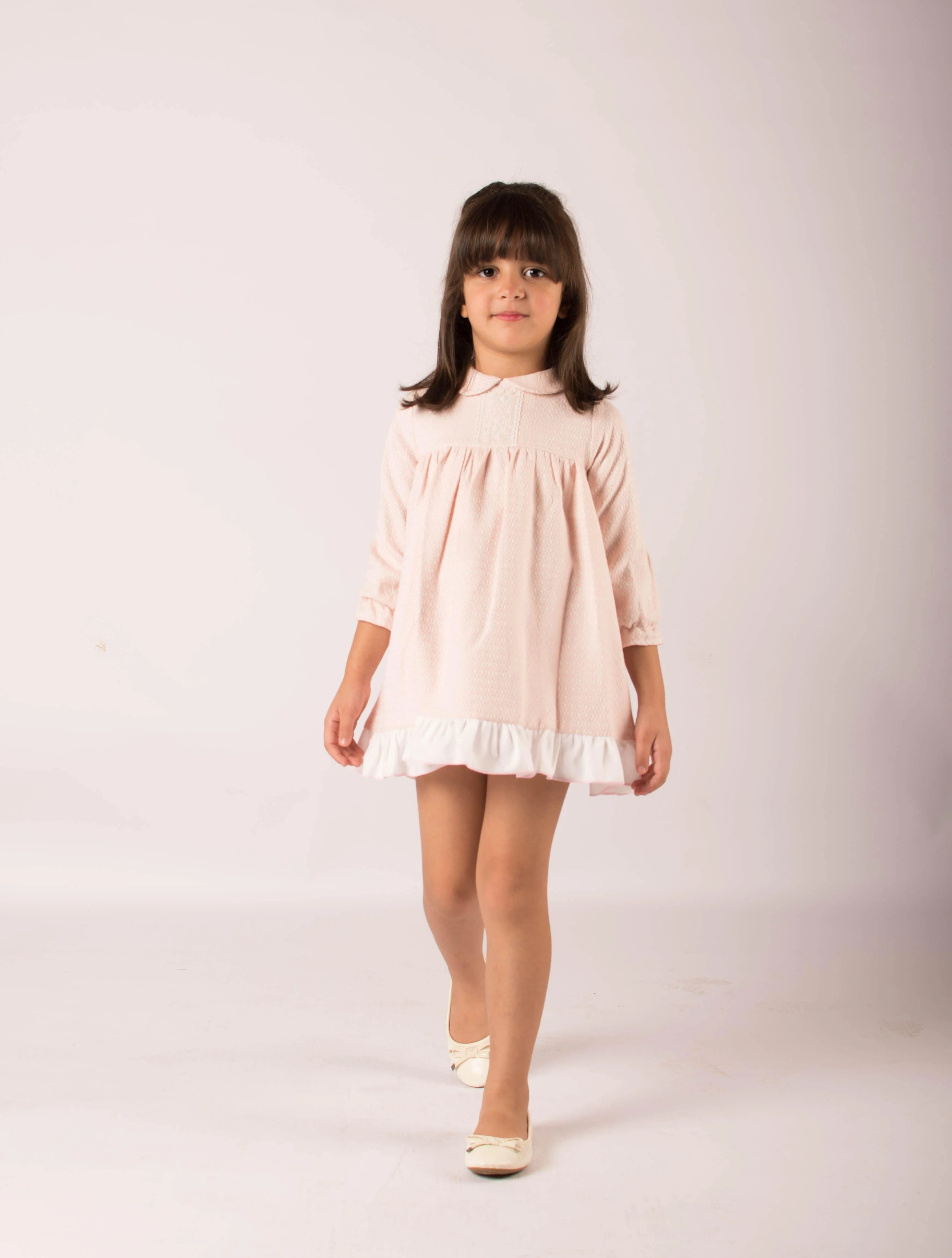 CLEARANCE SALE - Lor Miral AW23 - Baby Girls Pink & Cream Dress & Knickers 32012