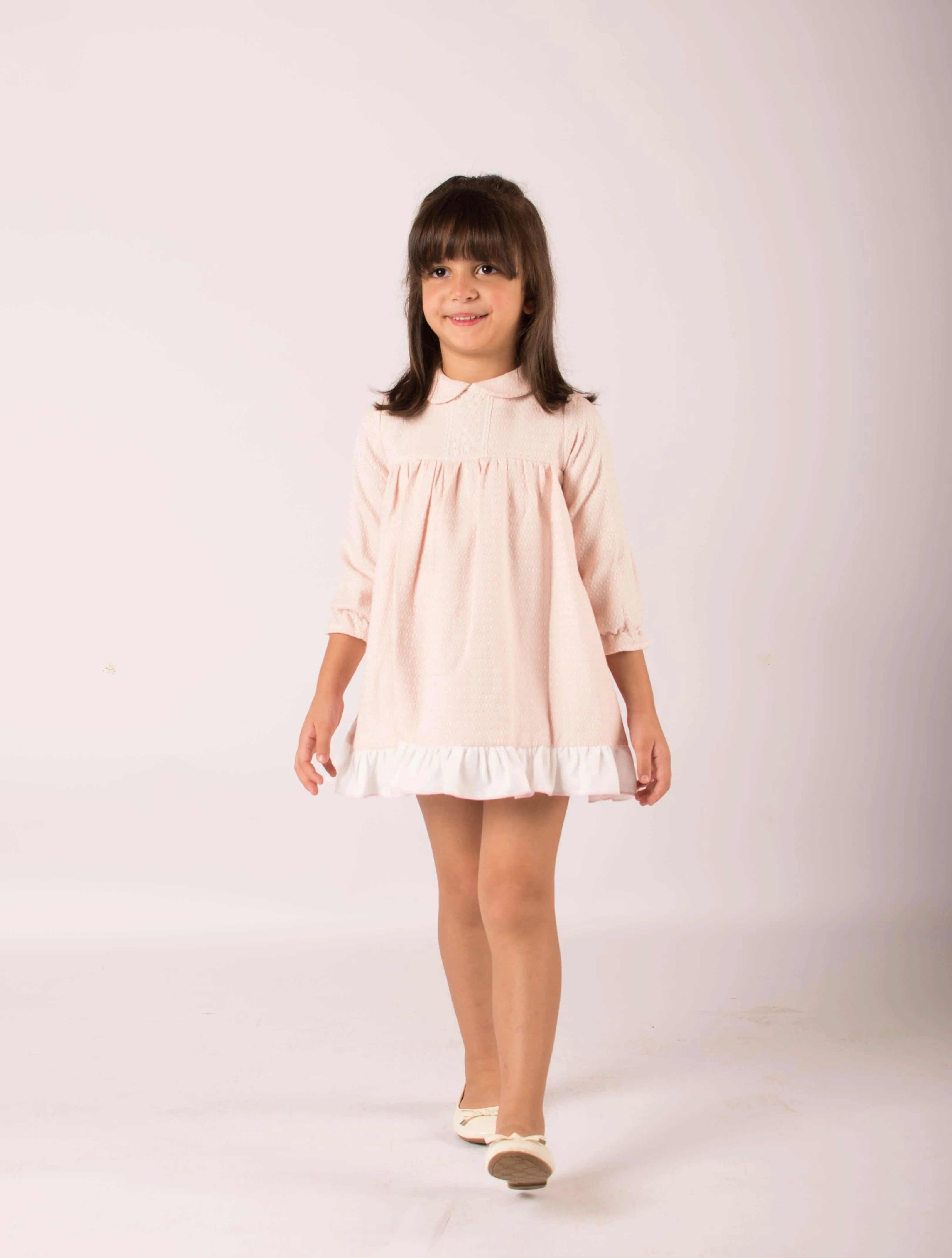 CLEARANCE SALE - Lor Miral AW23 - Baby Girls Pink & Cream Dress & Knickers 32012
