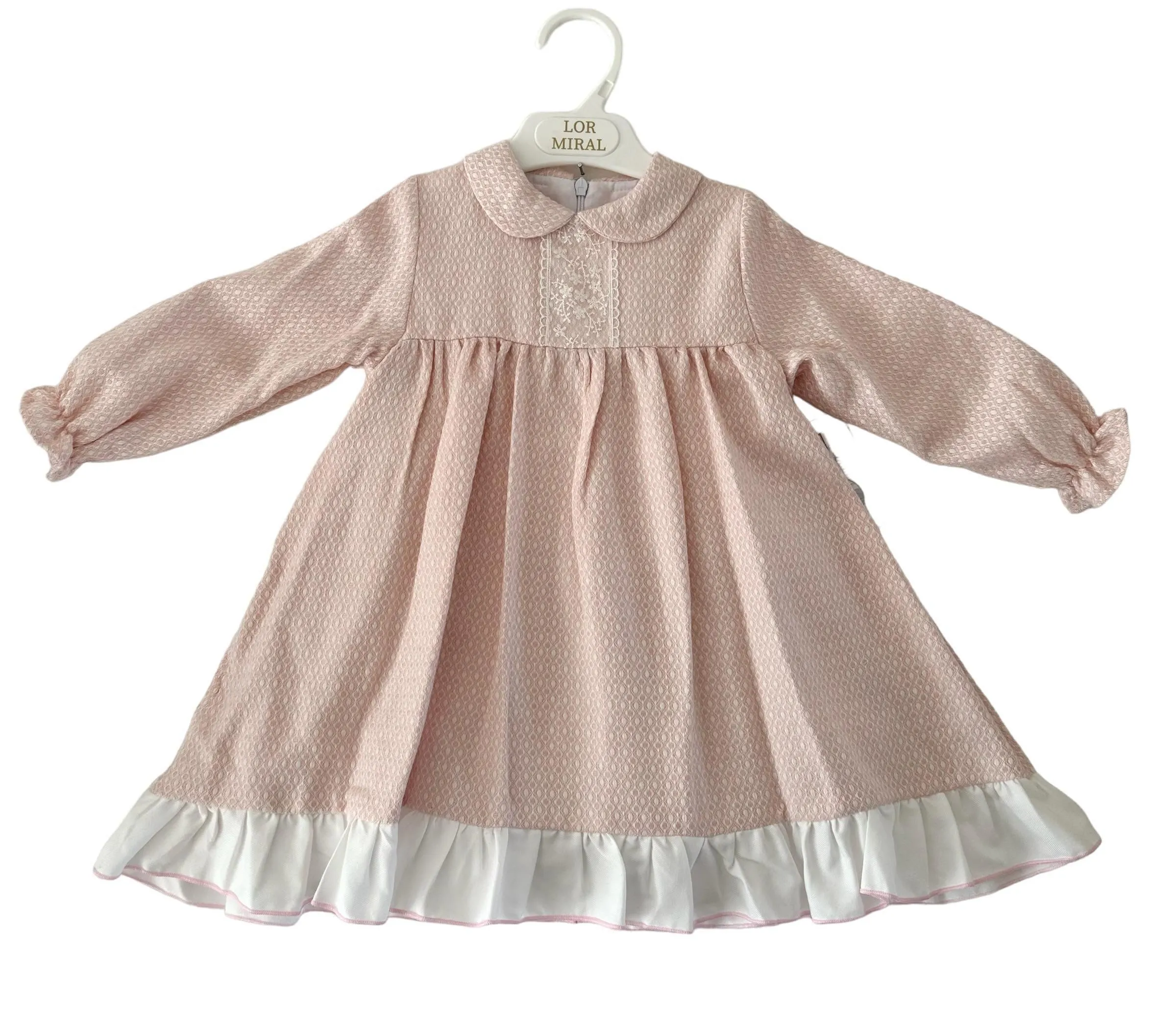 CLEARANCE SALE - Lor Miral AW23 - Baby Girls Pink & Cream Dress & Knickers 32012