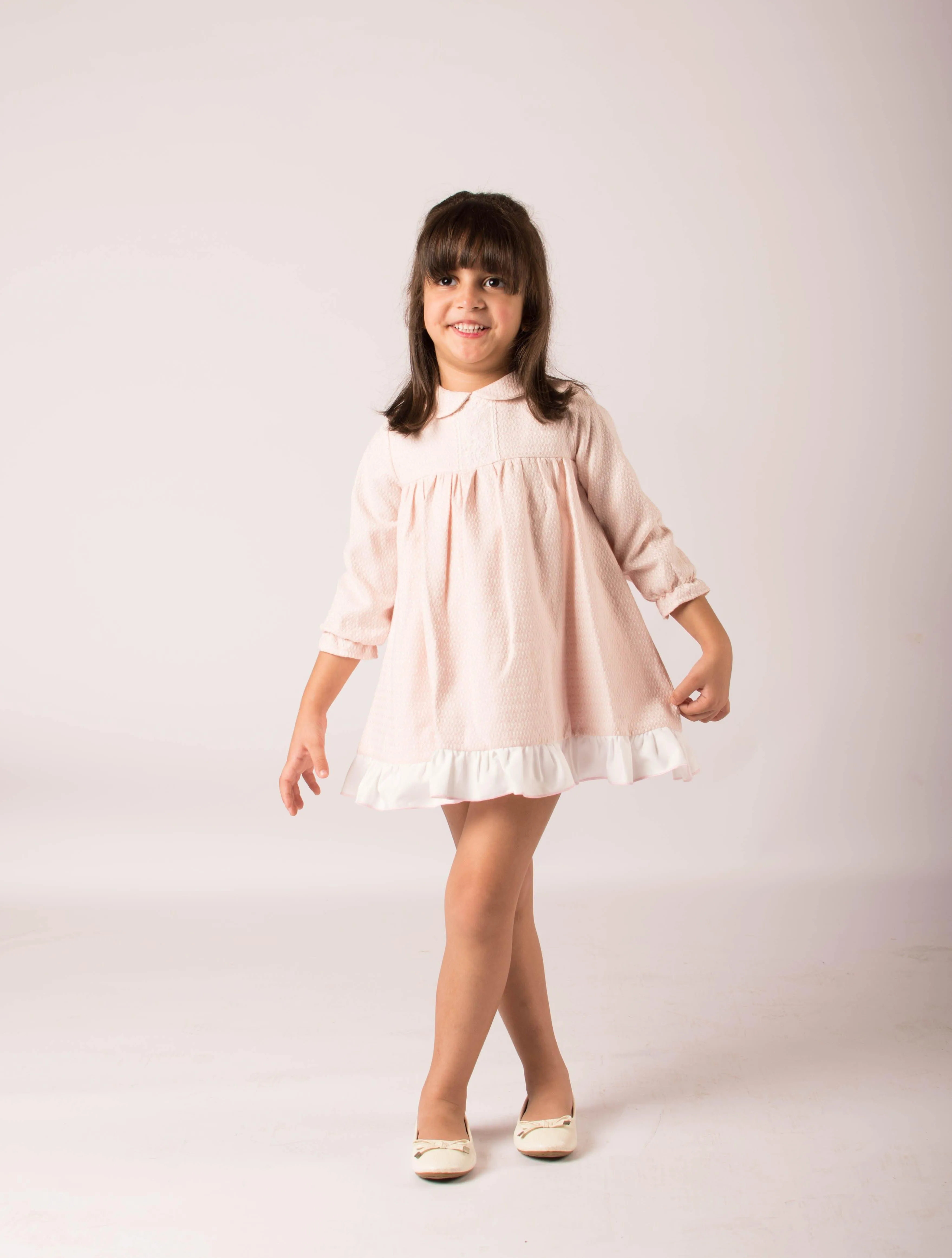 CLEARANCE SALE - Lor Miral AW23 - Baby Girls Pink & Cream Dress & Knickers 32012