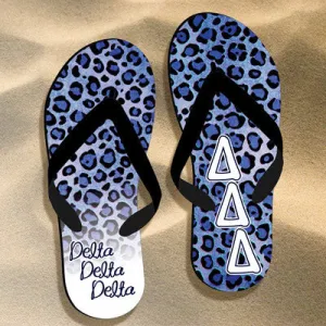 Delta Delta Delta Cheetah Print Flip Flops - SBL100 - SUB
