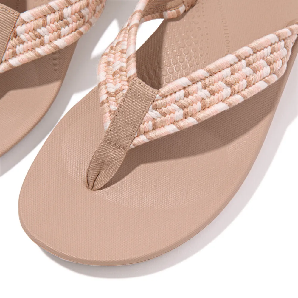 FitFlop iQushion Art-Webbing Ergonomic Flip-Flops Beige