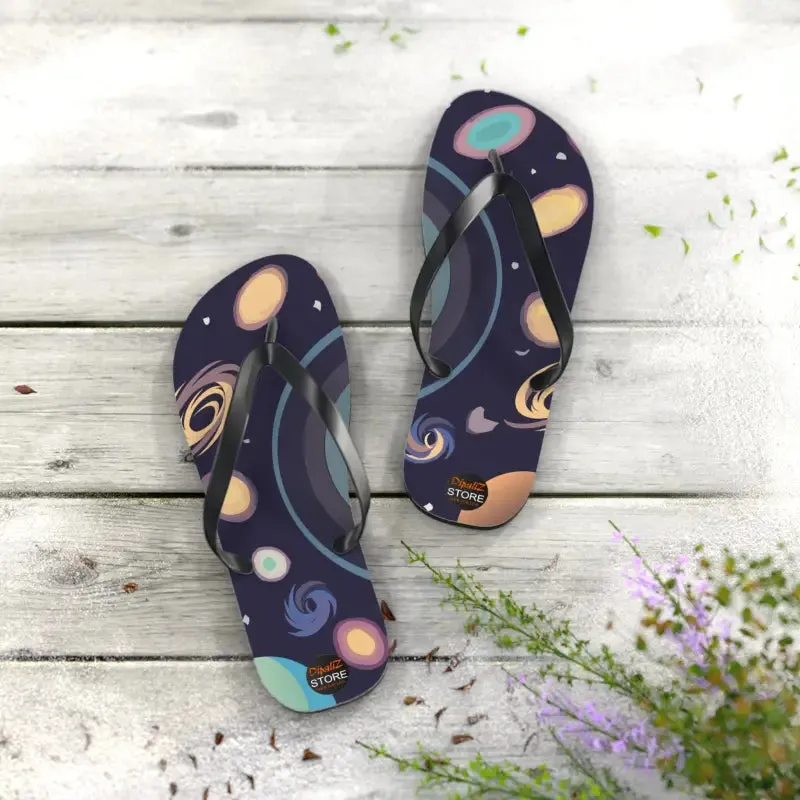 Galactic Unisex Flip Flops Universe with Stars and Planets