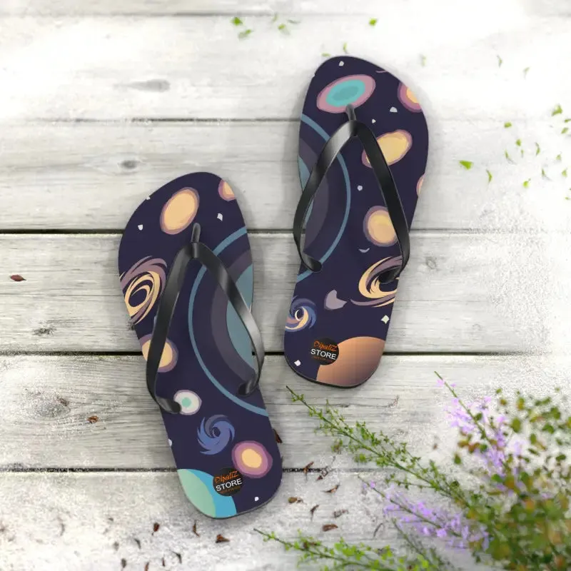Galactic Unisex Flip Flops Universe with Stars and Planets
