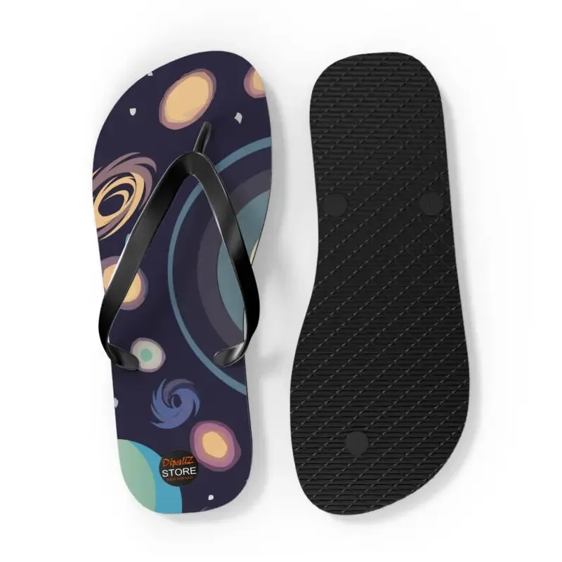 Galactic Unisex Flip Flops Universe with Stars and Planets