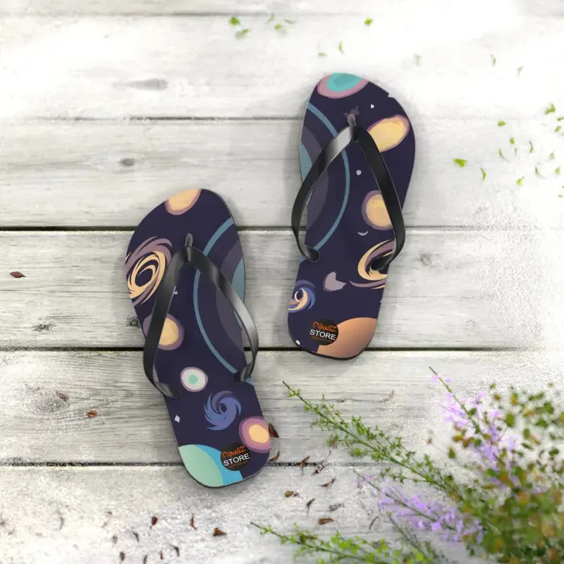 Galactic Unisex Flip Flops Universe with Stars and Planets