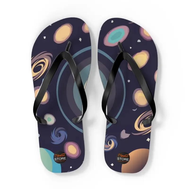 Galactic Unisex Flip Flops Universe with Stars and Planets