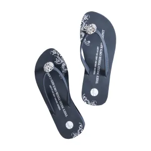Gray Platform Flip Flops - Floral Brooch