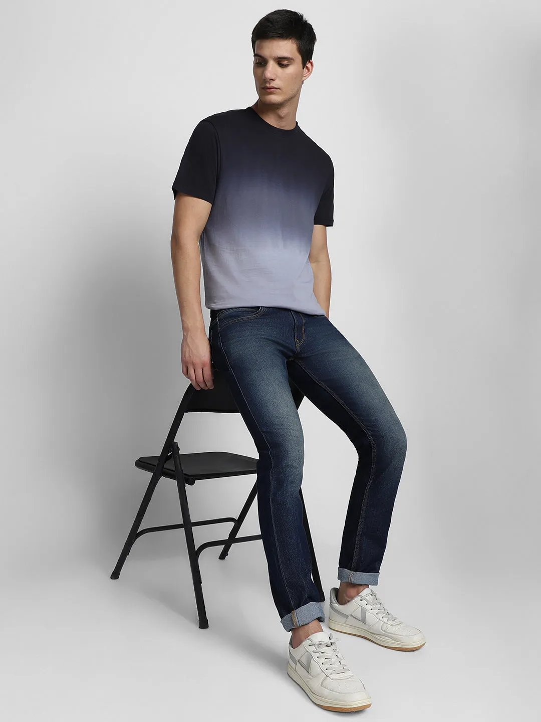 Men's Cotton Crew Neck Dyed Half Sleeves T-Shirt