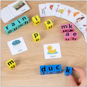 Montessori Learning Education Toy's Letter Spelling Block Flash Cards Game for Kids
