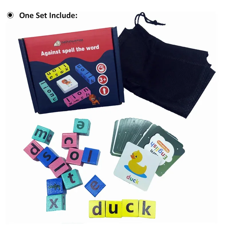 Montessori Learning Education Toy's Letter Spelling Block Flash Cards Game for Kids