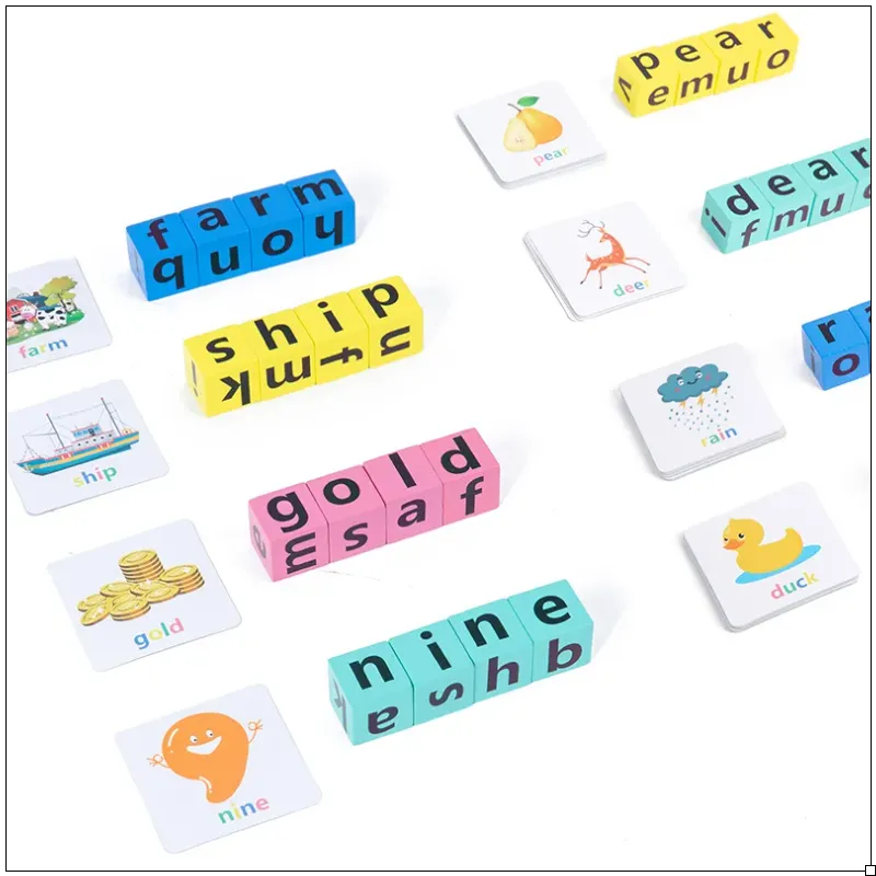 Montessori Learning Education Toy's Letter Spelling Block Flash Cards Game for Kids