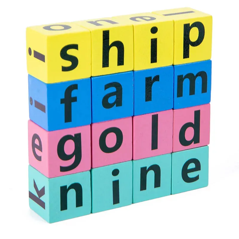 Montessori Learning Education Toy's Letter Spelling Block Flash Cards Game for Kids