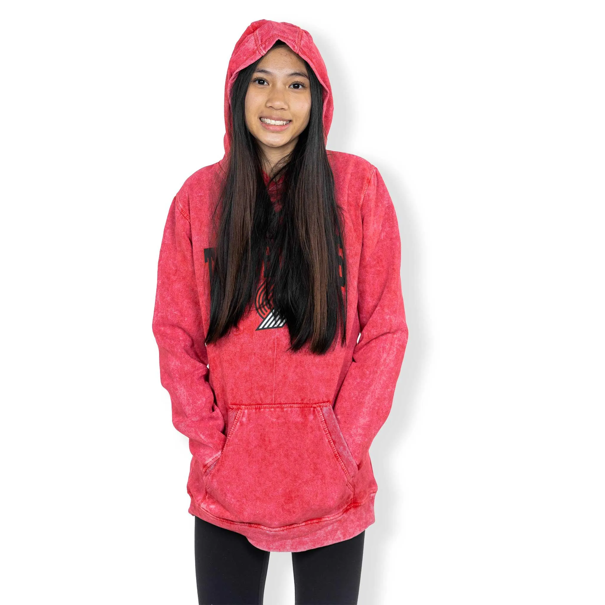 Portland Blazers Youth Mineral Wash Back-to-Back Red Hoodie