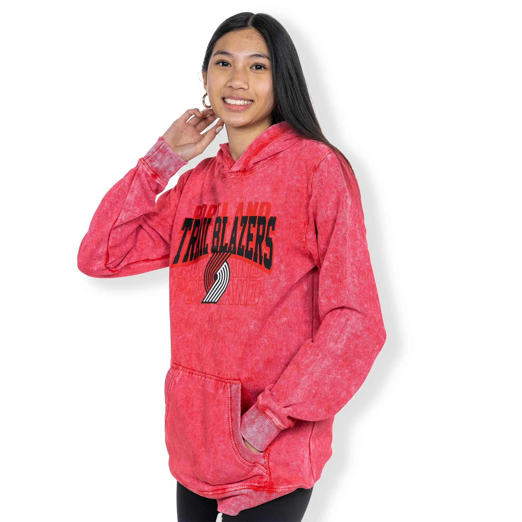 Portland Blazers Youth Mineral Wash Back-to-Back Red Hoodie