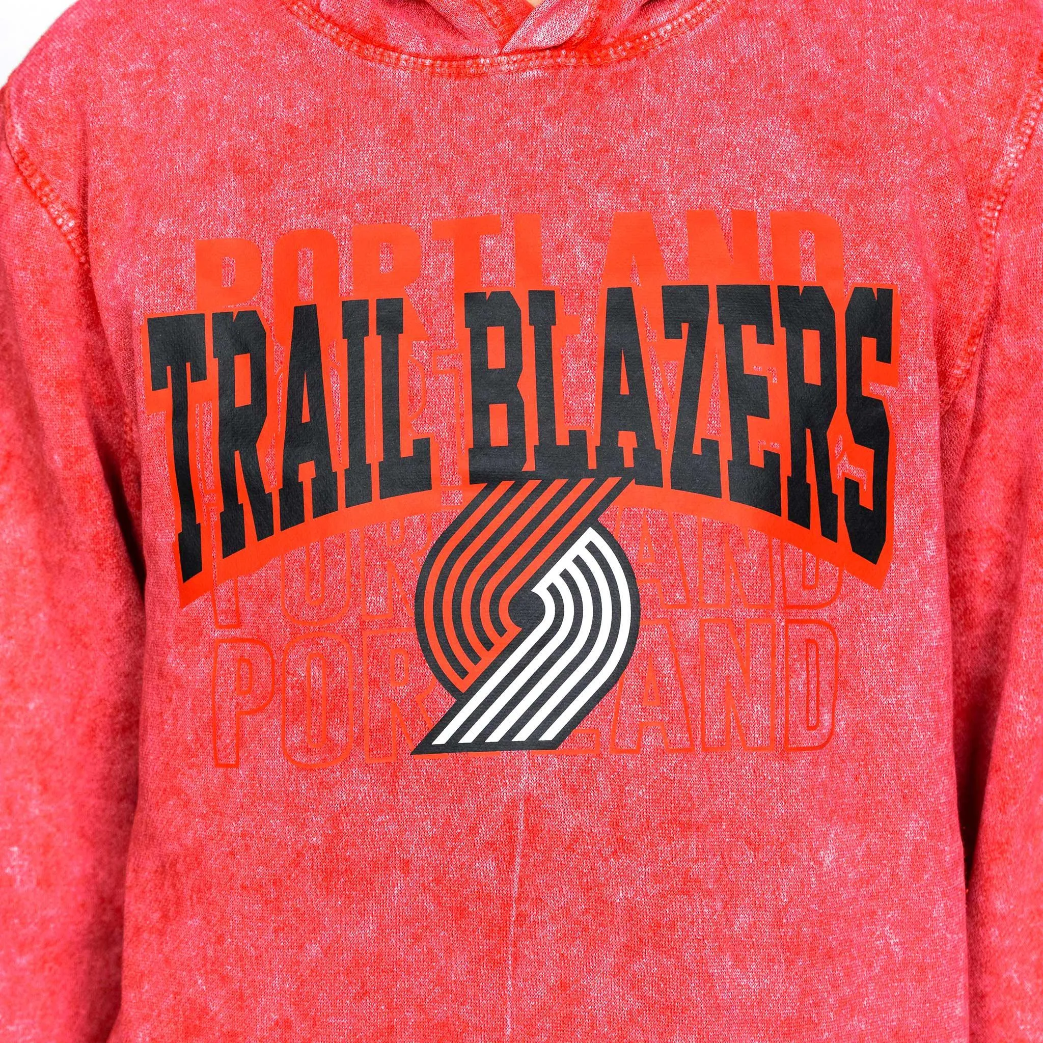 Portland Blazers Youth Mineral Wash Back-to-Back Red Hoodie