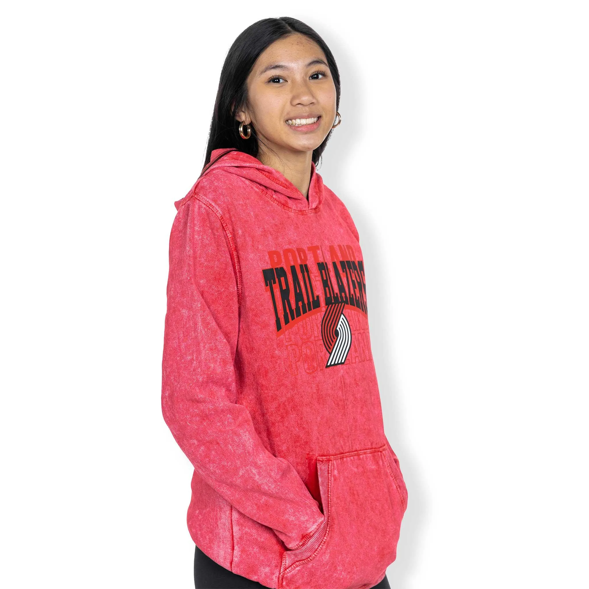 Portland Blazers Youth Mineral Wash Back-to-Back Red Hoodie