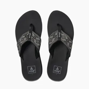 Reef Spring Woven Flip Flops - Black/White