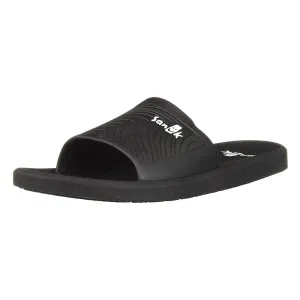 Sanuk Men's Flip Flops - Beachwalker Slide Sandals Black | 1099394-BLK