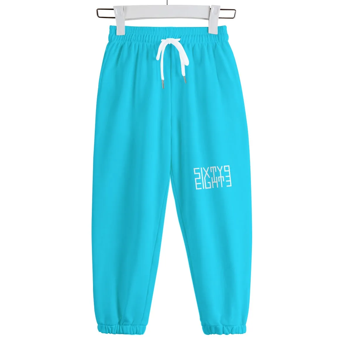 Sixty Eight 93 Logo White Aqua Blue Kid's Sweatpants