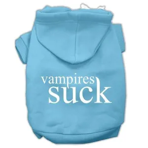 Vampires Suck Screen Print Pet Hoodies Baby Blue Size Xs (8)