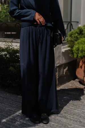 Wallis wide pants navy blue