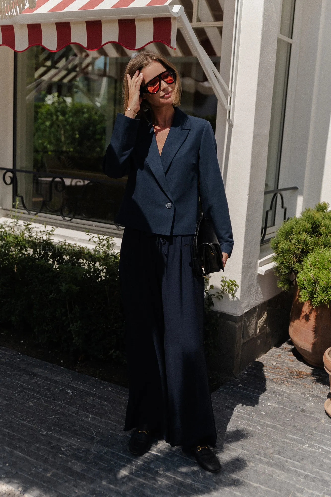 Wallis wide pants navy blue