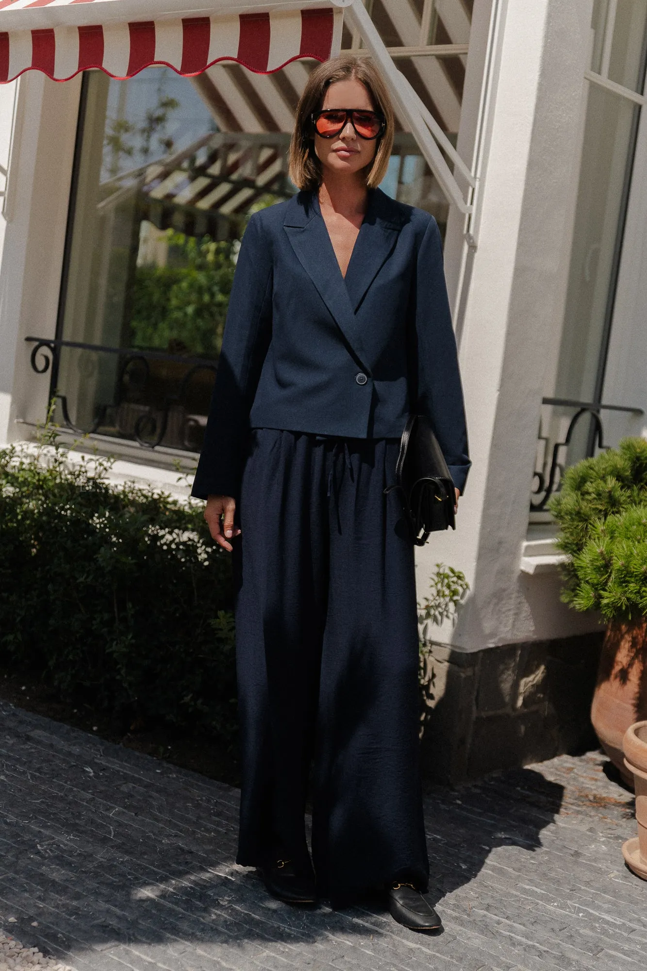 Wallis wide pants navy blue