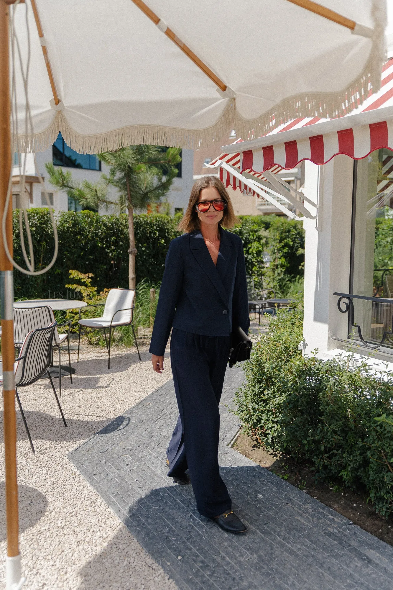 Wallis wide pants navy blue