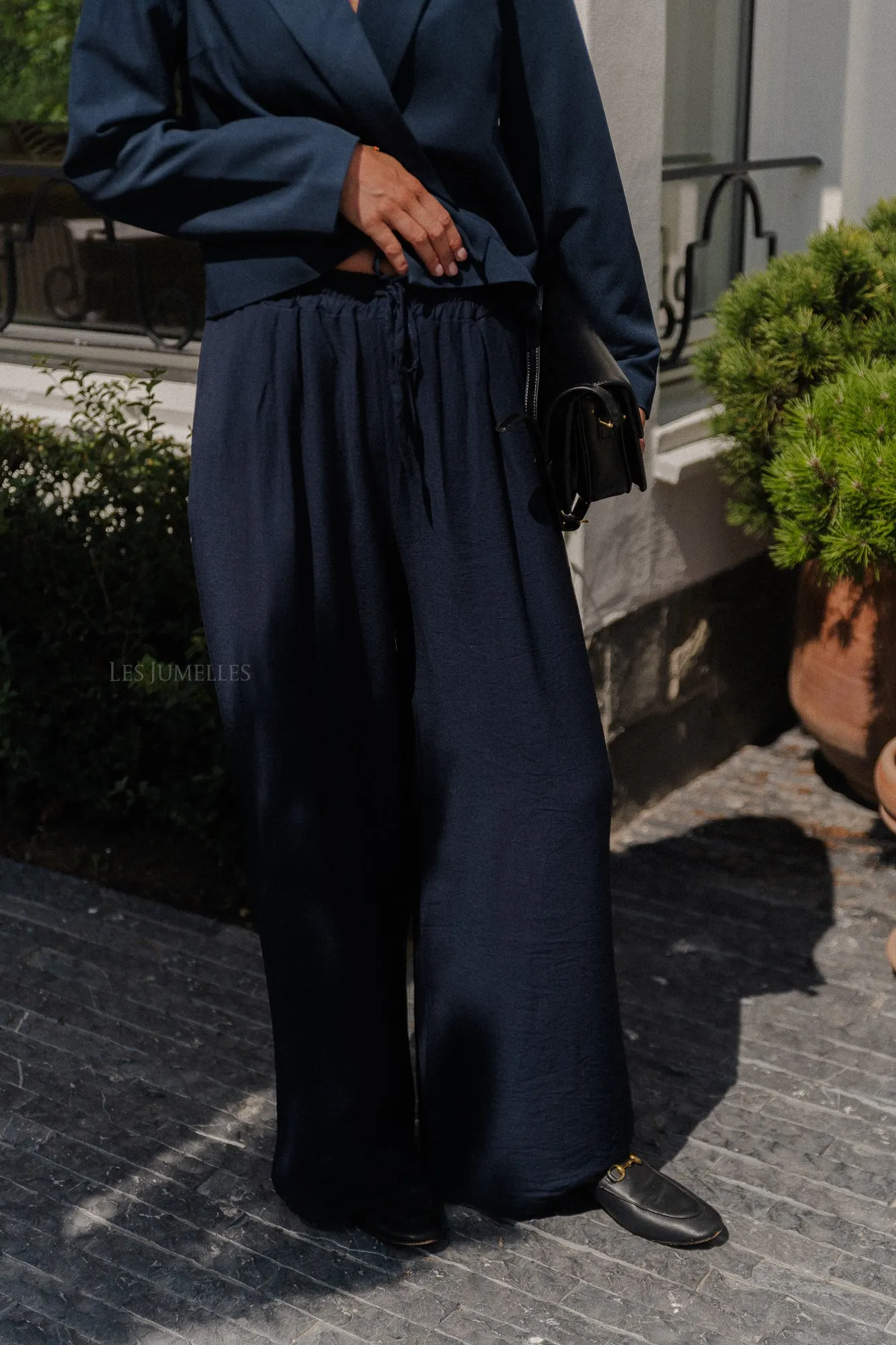 Wallis wide pants navy blue